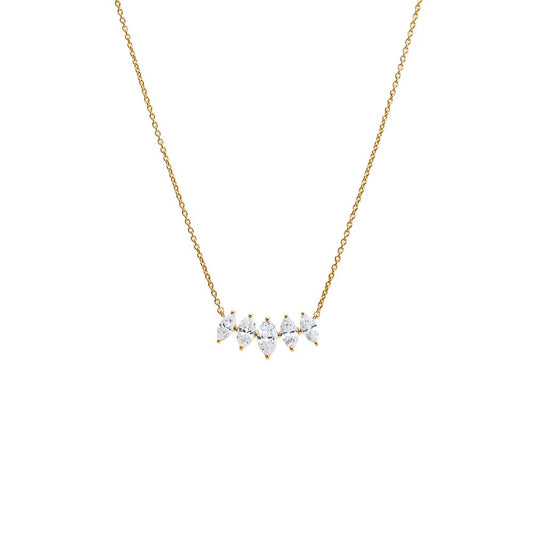 Lab Grown Diamond Marquise Cut Curved Bar Necklace 14K