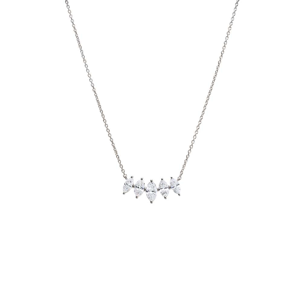 Lab Grown Diamond Marquise Cut Curved Bar Necklace 14K