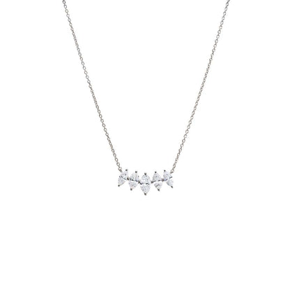 Lab Grown Diamond Marquise Cut Curved Bar Necklace 14K