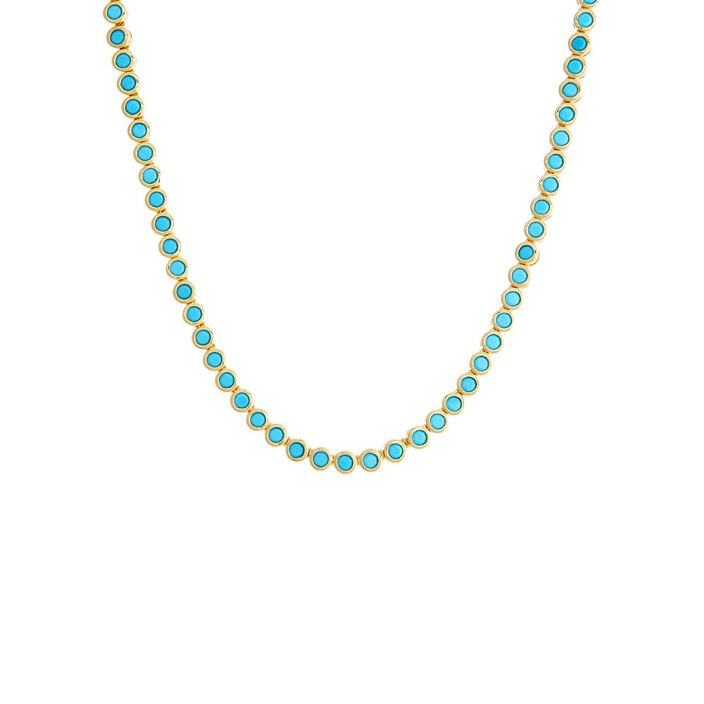 Turquoise CZ Bezel Tennis Necklace