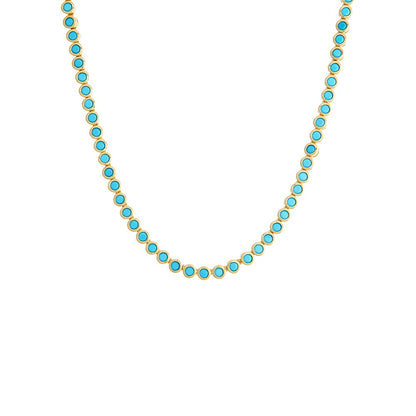 Turquoise CZ Bezel Tennis Necklace