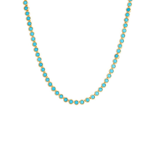 Turquoise CZ Bezel Tennis Necklace