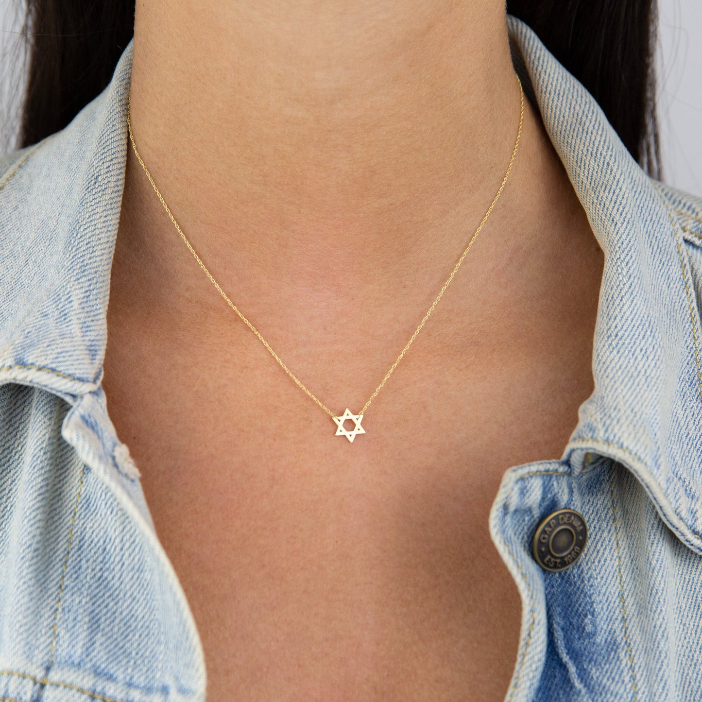 Solid Star of David Necklace 14K