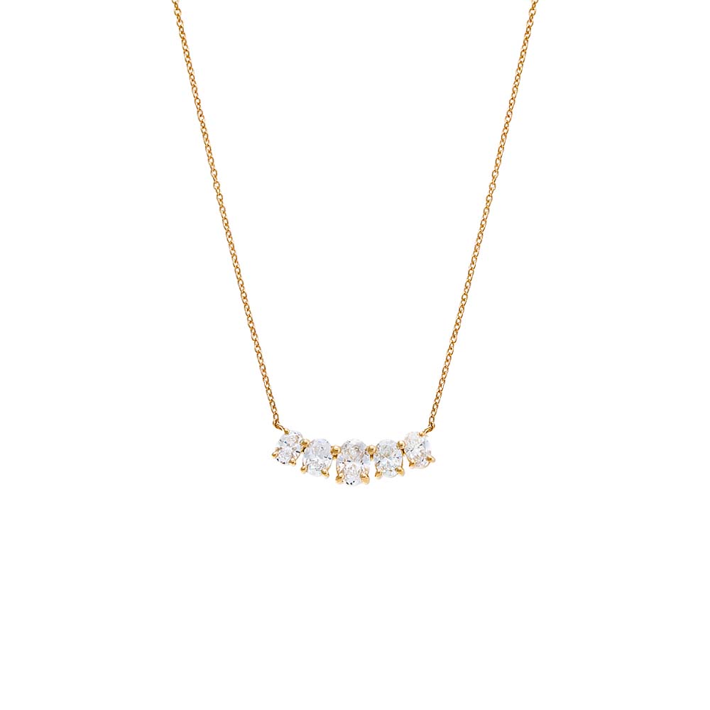 Lab Grown Diamond Oval Cut Curved Bar Necklace 14K