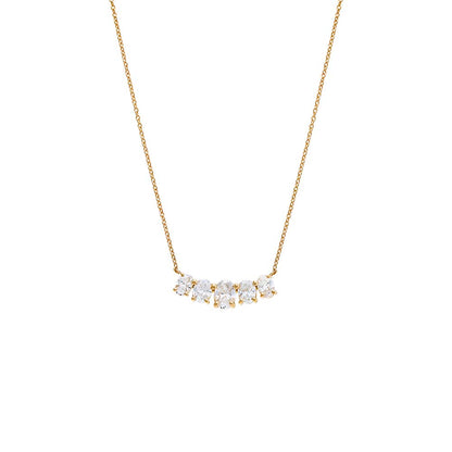 Lab Grown Diamond Oval Cut Curved Bar Necklace 14K