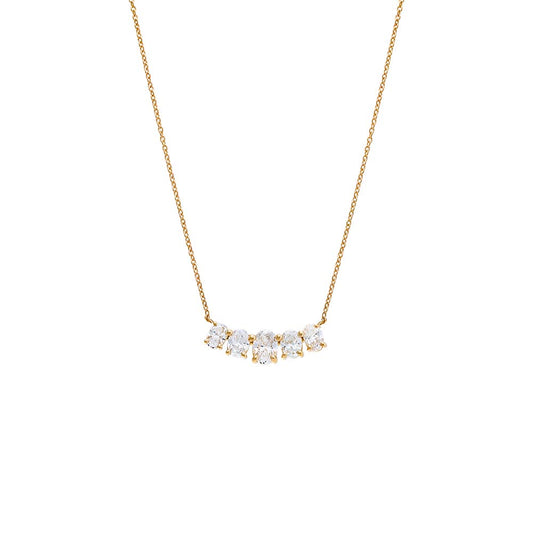 Lab Grown Diamond Oval Cut Curved Bar Necklace 14K