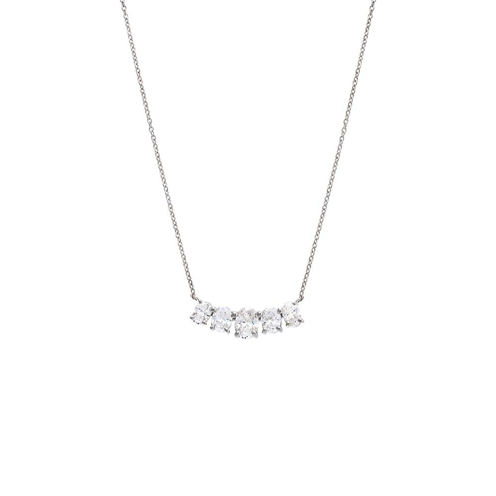 Lab Grown Diamond Oval Cut Curved Bar Necklace 14K