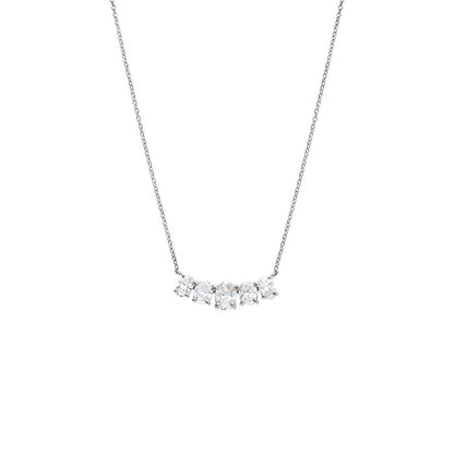 Lab Grown Diamond Oval Cut Curved Bar Necklace 14K