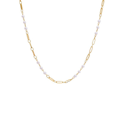 Pearl X Paperclip Chain Necklace