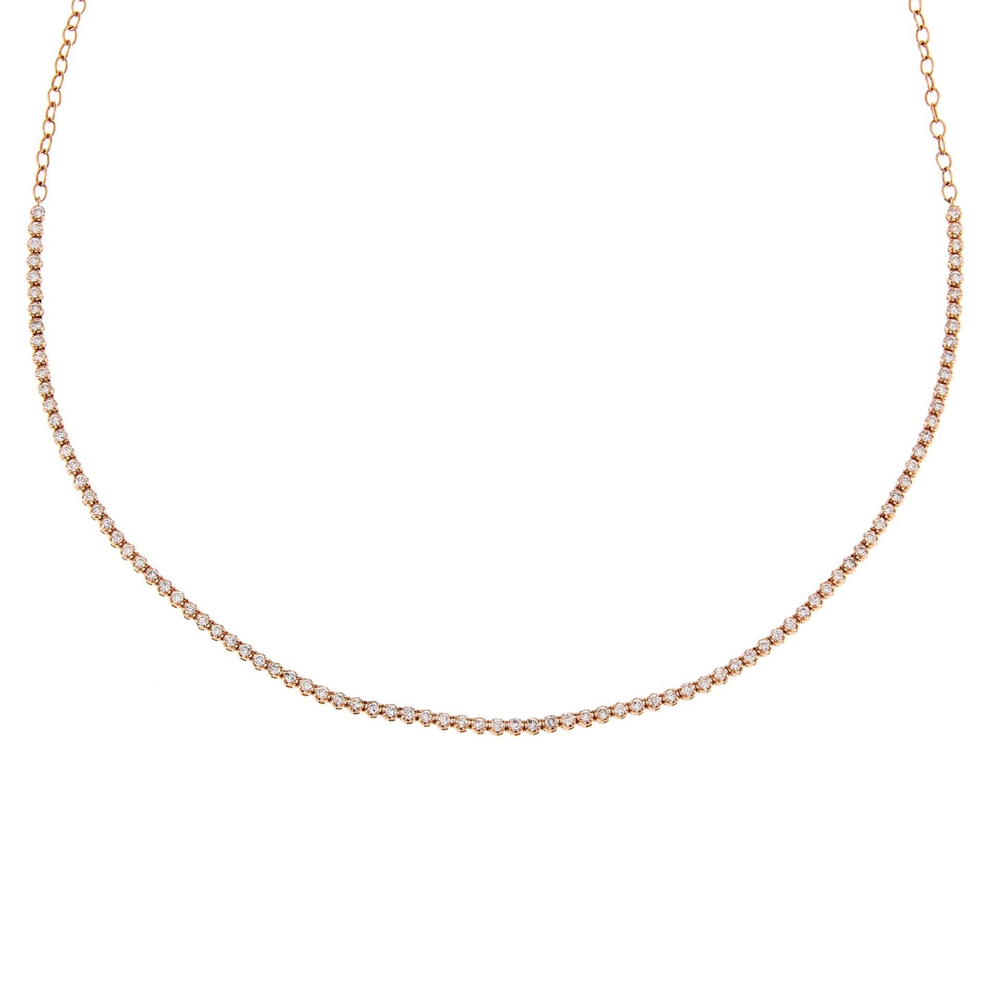 Thin Diamond Tennis Choker 14K