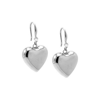 CZ Puffy Heart Huggie Earring