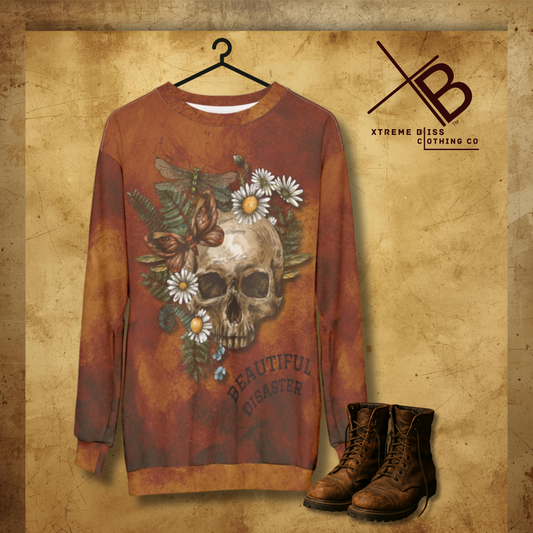 Bohemian Skull Sweatshirt | Beautiful Disaster Fashion, Cozy Fall Apparel, Casual Streetwear, Edgy Vintage Style