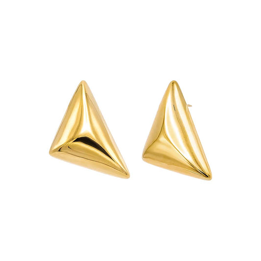 Solid Puffy Triangle Statement Stud Earring