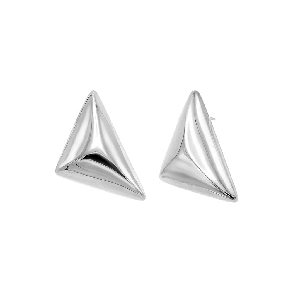 Solid Puffy Triangle Statement Stud Earring