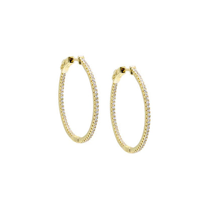 Fancy Thin CZ Hoop Earring