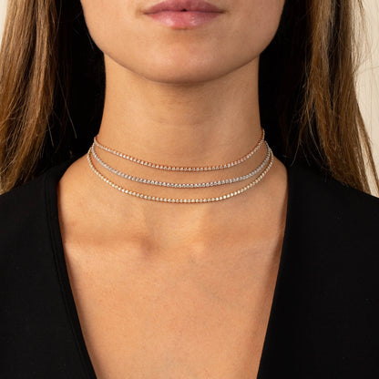 Thin Diamond Tennis Choker 14K