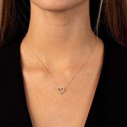 Classic Diamond Heart Necklace 14K