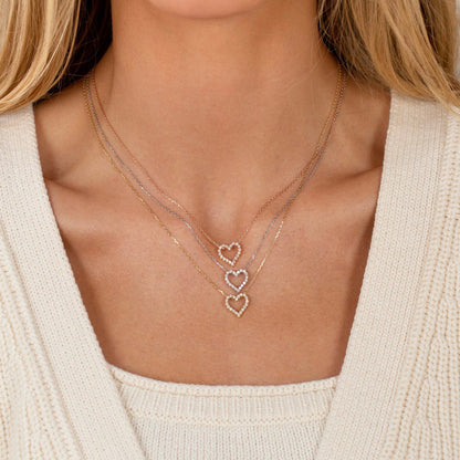 Classic Diamond Heart Necklace 14K