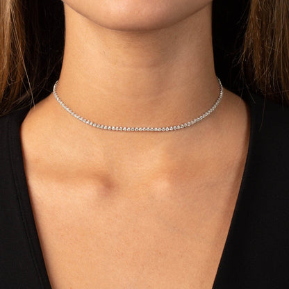 Thin Diamond Tennis Choker 14K